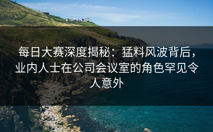 每日大赛深度揭秘：猛料风波背后，业内人士在公司会议室的角色罕见令人意外